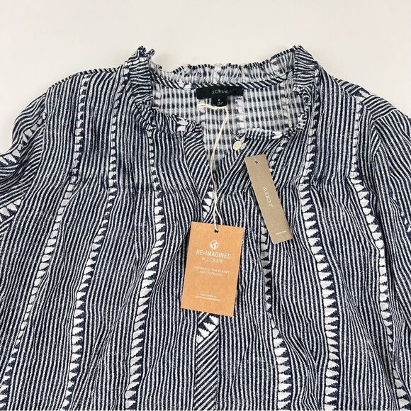 NWT J. Crew ruffleneck classic popover shadow stripe - Picture 7 of 10